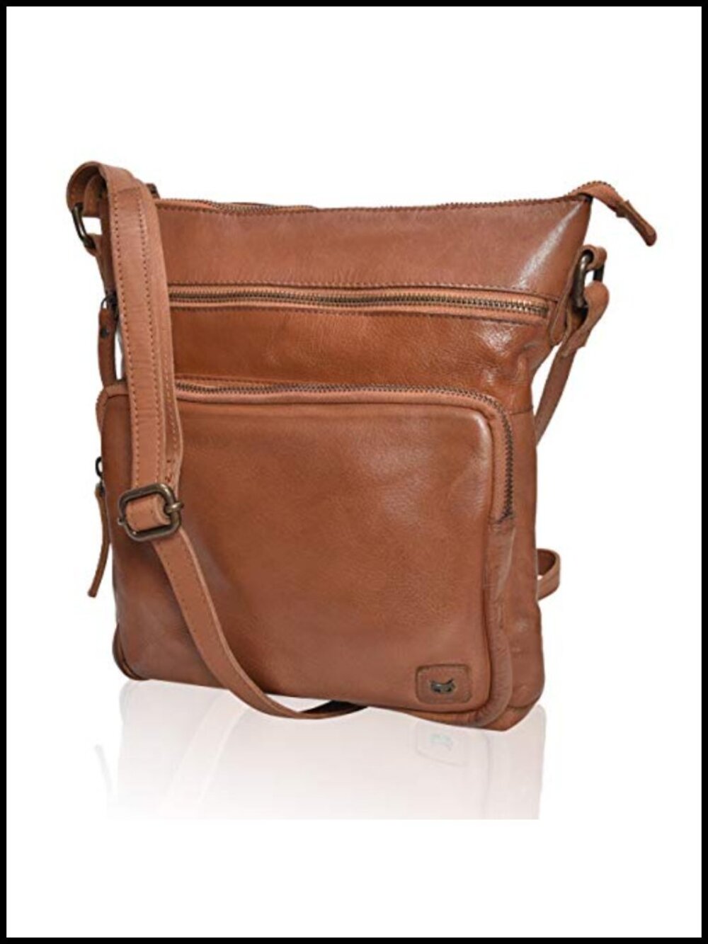 Full-Grain Cow Leather Crossbody Bag Sling Purse Travel Handbag